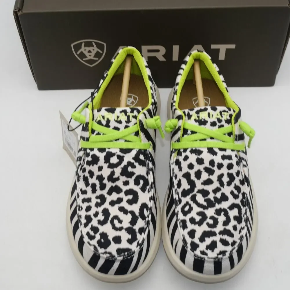 NEW Ariat Women's 6.5 Hilo Mocs Black White Animal Slip On Shoes - Picture 9 of 12